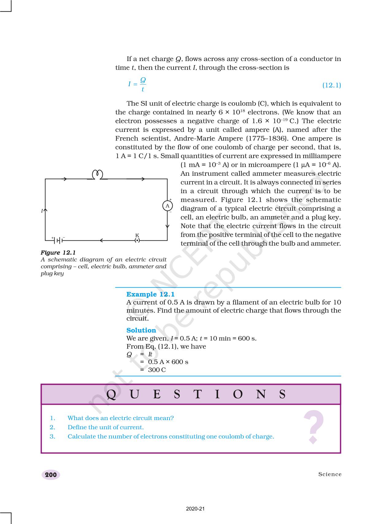 Electricity - NCERT Book Of Class 10 Science